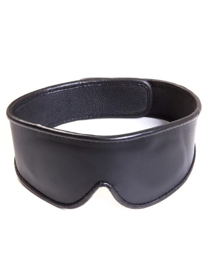 Deluxe Black Padded Leather Blindfold with Leather Sides One Size HonourSkintwocom Restraints