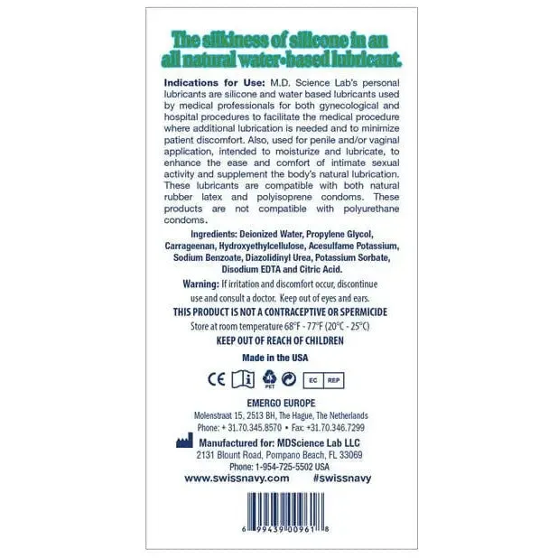 Sexual Health Wellbeing Swiss Navy All Natural Lubricant Swiss Navy