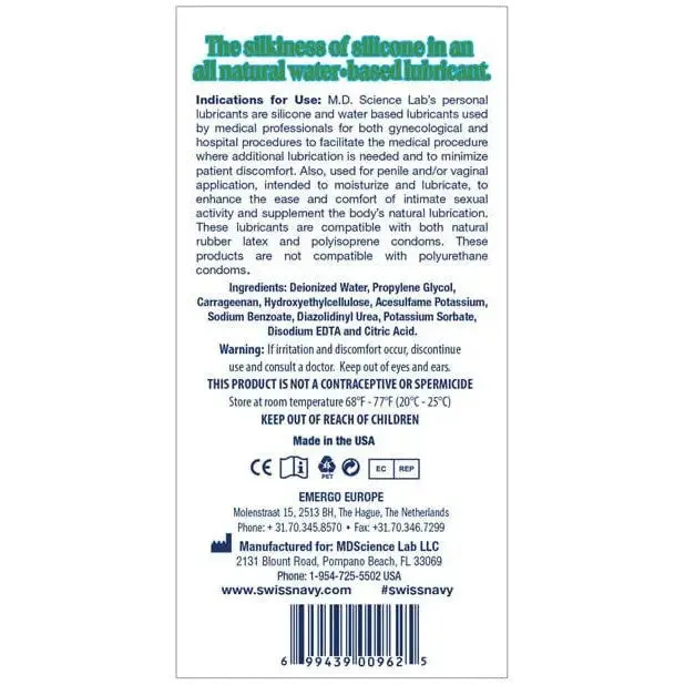 Sexual Health Wellbeing Swiss Navy All Natural Lubricant Swiss Navy