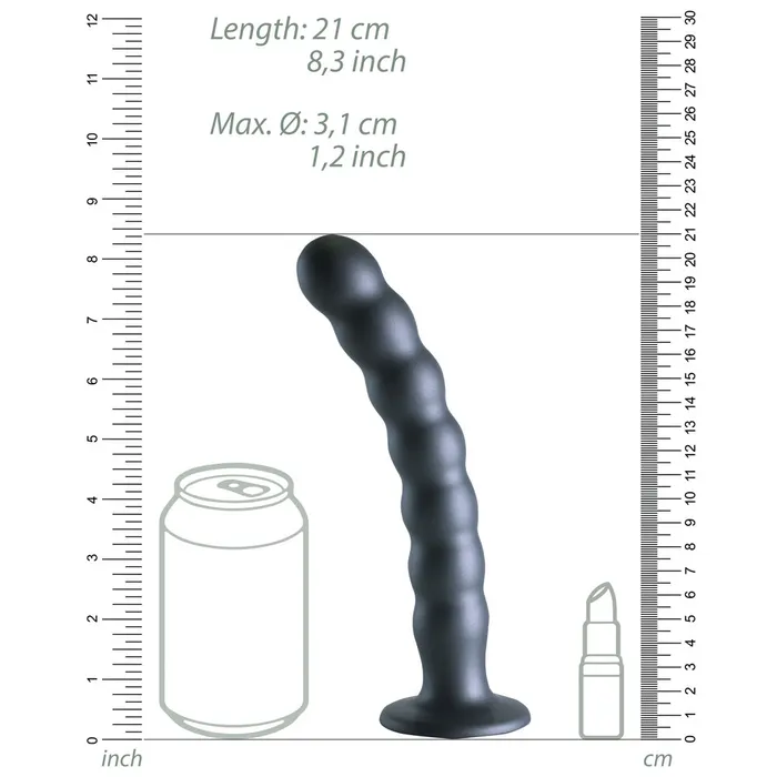 Dildos Shots Ouch Liquid Silicone Beaded GSpot 8 Inch Dildo Gun Metal Shots Toys