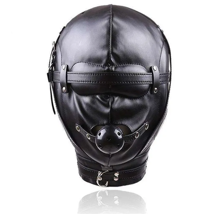 Oxyshop Male Sex Toys Headgear With Mouth Ball Gag Hood to be