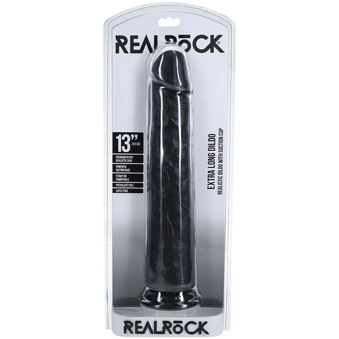 Shots Real Rock Realistic Straight Dildo 13 Inch Black Shots Toys Dildos