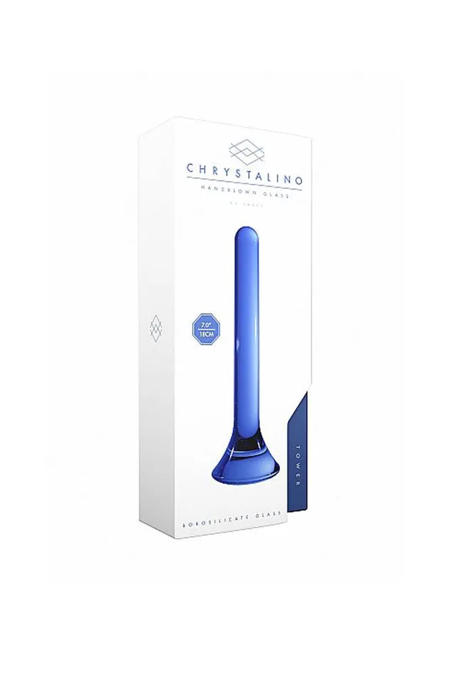 Shots Toys Chrystalino Tower Glass Wand Blue Shots Toys Vibrators
