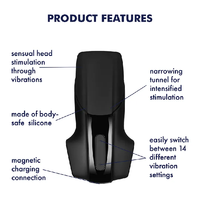 Satisfyer Men Vibration Rechargeable Masturbator Black Satisfyer Male Sex Toys