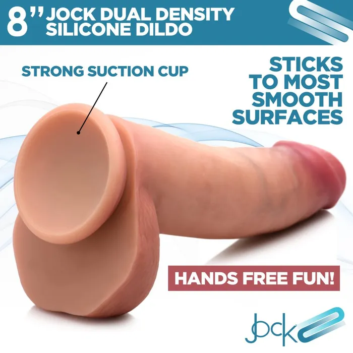 Ultra Realistic Dual Density Silicone Dildo with Balls 8 Inch Jock Female Sex Toys