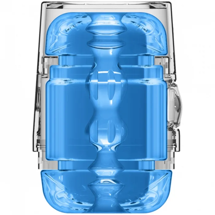 Male Sex Toys Main Squeeze Main Squeeze Pop Off Optix Ultraskyn Compact Stroker Crystal Blue