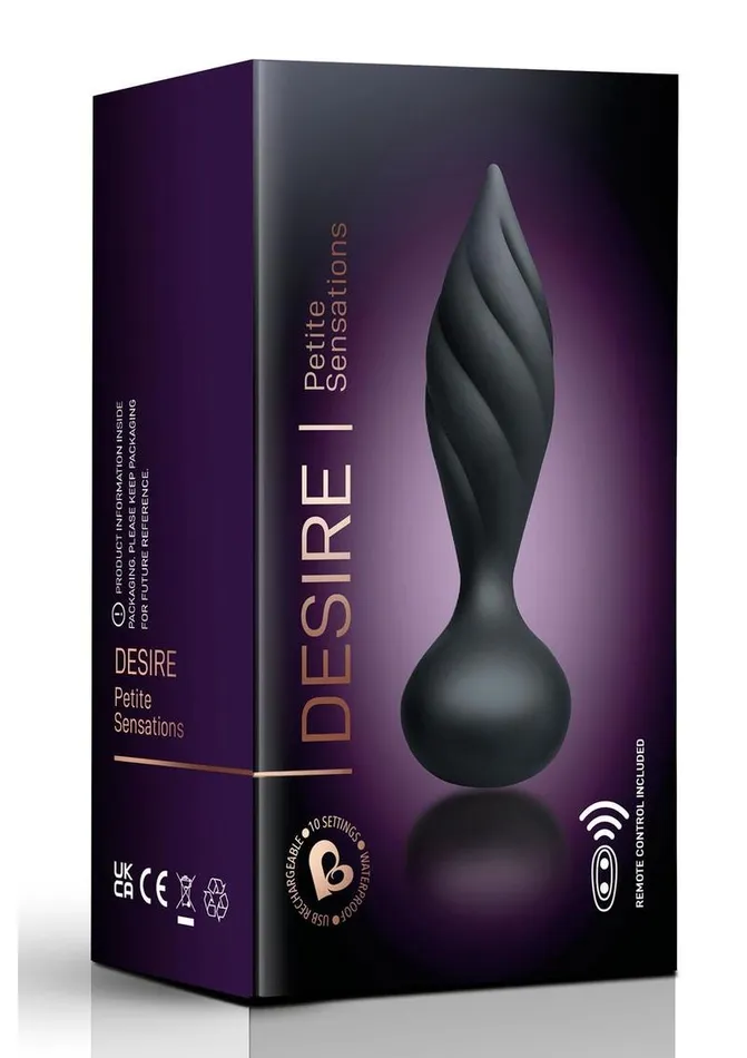 Rocks Off Male Sex Toys Desire Rechargeable Silicone Anal Plug with Remote Control