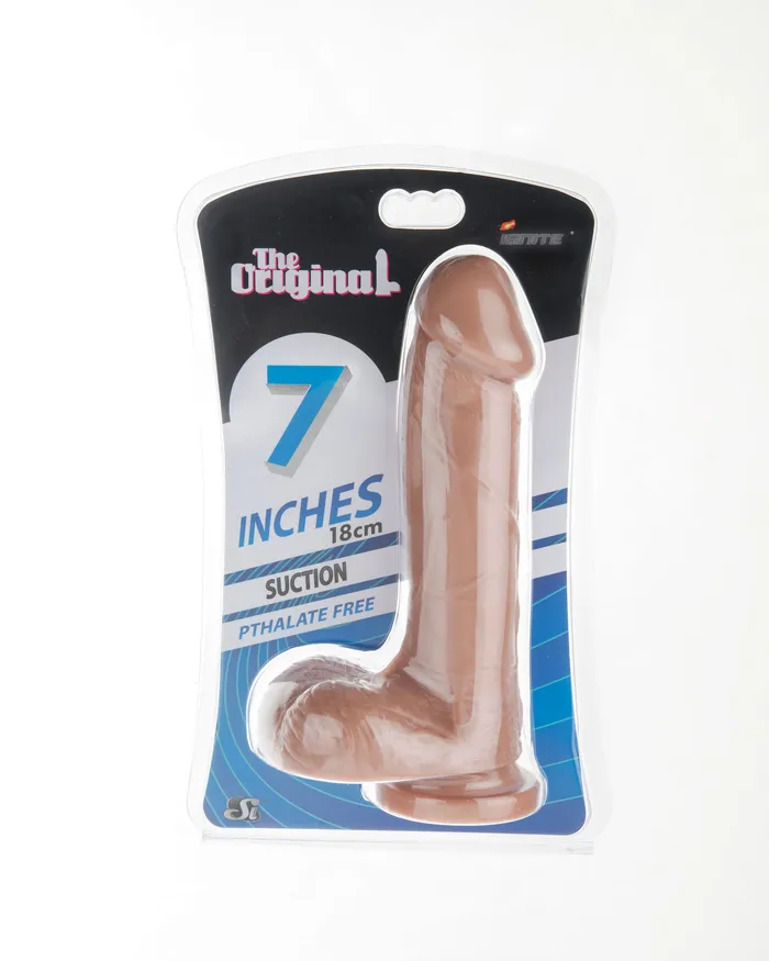 Si20417 7in COCK WBALLS WSUCTIONCARAMEL SI Novelties Dildos