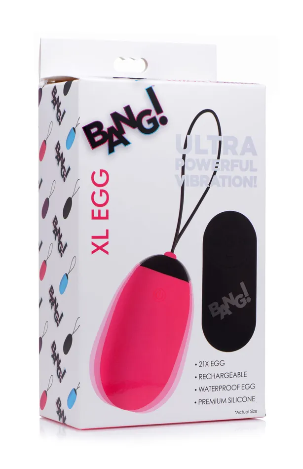 Bang XL Silicone Vibrating Egg Pink XR Brands Bang Vibrators Bang XL Silicone Vibrating Egg Pink XR Brands Bang Vibrators