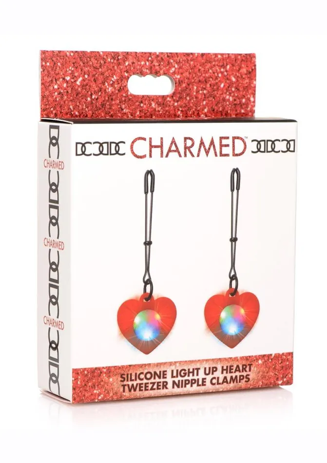Charmed Silicone LightUp Heart Tweezer Nipple Clamps Charmed Female Sex Toys