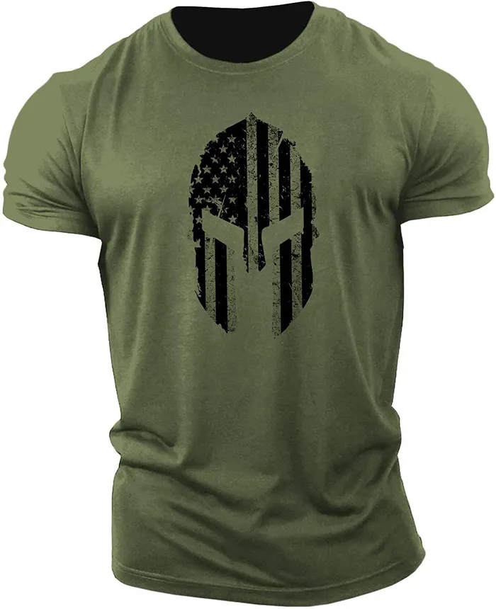 cj Mens American Flag Helmet Fitness Short Sleeve Cotton Gym Tshirt Male Sex Toys