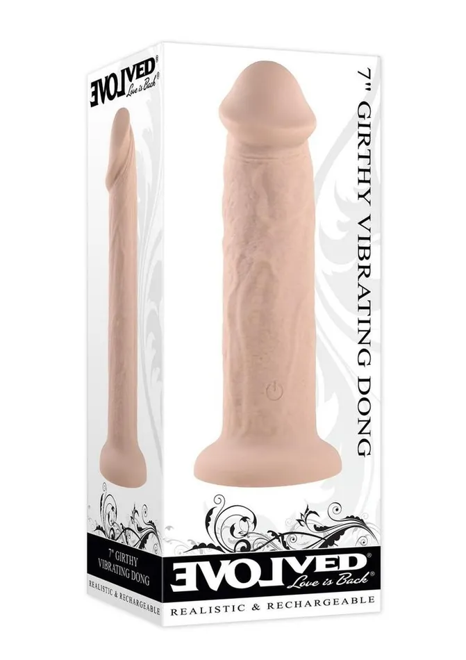 Evolved Female Sex Toys Girthy Vibrating Rechargeable Silicone Dildo