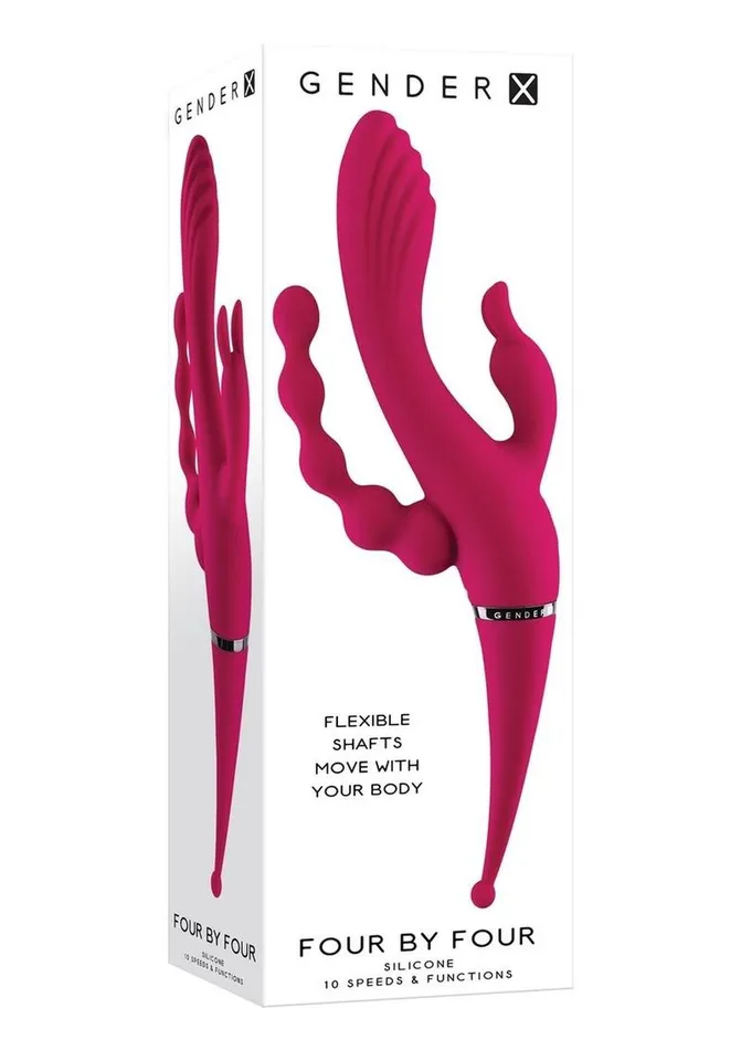 Female Sex Toys Gender X Four By Four Rechargeable Silicone Quadruple Stimulating Vibrator Gender X